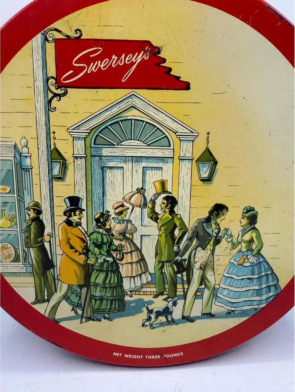 Vintage Swersey's Candy Tin: Victorian Scene, Nostalgic Decor